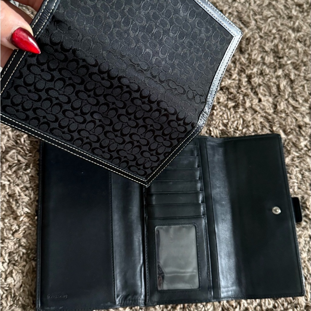 Black Patterned Wallet with Buckle - image 6